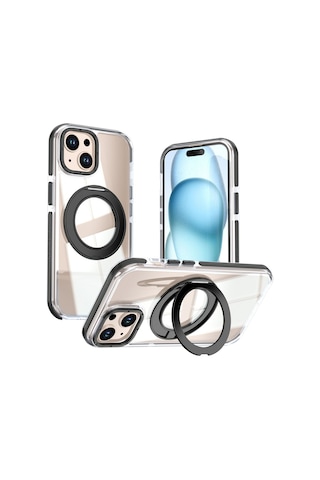 Teleplus Apple Uyumlu iPhone 15 Kılıf Smatch 360 Dönerli Tpu Magsafe Kapak