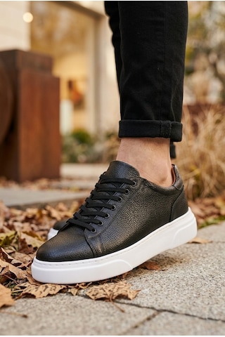 Beybun Blf-010 Erkek Sneaker Günlük Casual Spor Ayakkabı Siyah Beyaz Taban