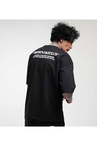 Siyah Sırt Baskılı Oversize Tshirt Siyah