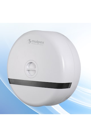 Mulpex Duvara Monte Mini Jumbo Tuvalet Kağıdı Dispenseri Abs Gövde, Kilitli, Vidalı & Yapışkan Montaj Beyaz Beyaz