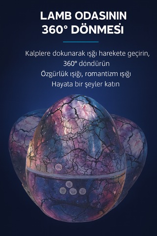 Yaratıcı Dinozor Yumurtası Led Yıldız Galaxy Uyumlu Projektör Gece Lamba