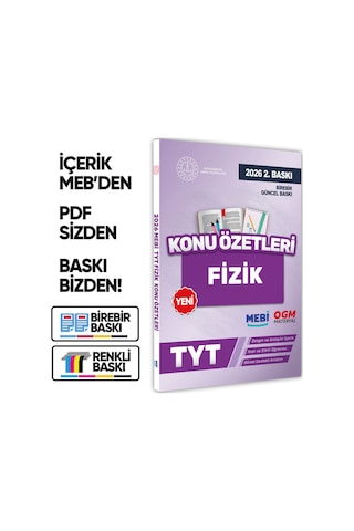 2026 YKS-TYT Mebi-ogm Fizik Pratik Konu Özet Kitabı Renkli A4 Boyut Görsel Destekli Baskı Ücreti