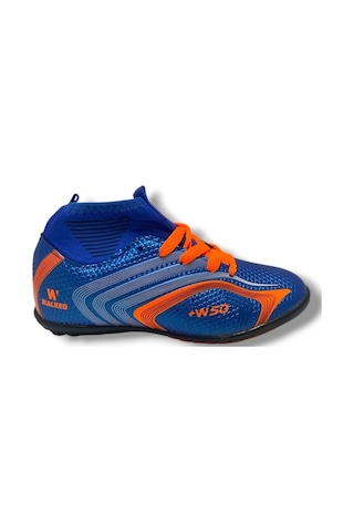 Walked 435-25 Çocuk Çoraplı Halı Saha Krampon Mavi Turuncu 31-35 Mavi
