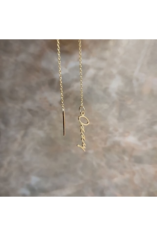 Engingold 14 Ayar Altın Sallantılı Tek İsim Küpe