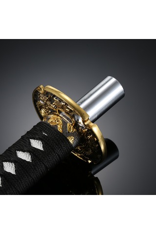 Geeksen Samurai Stili Otomobil Vites Kolu, Siyah-kırmızı 31cm, Çift Renkli Altın Ejderha Desenli, Ergonomik Ve Pratik Montaj Siyah