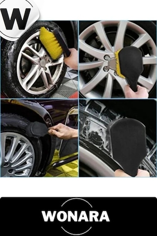 Ergonomik Tutuşlu Motor Bisiklet Uyumlu Güçlü Sert Kıl Yapılı Araç Jant Lastik Temizlik Fırçası
