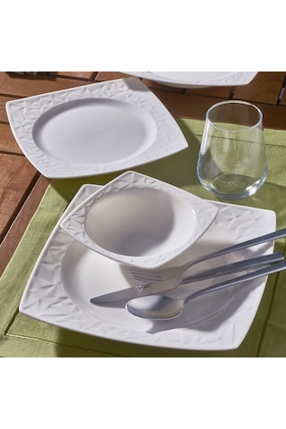 Güral Porselen - Vivente 24 Parça 6 Kişilik Bone Yemek Takımı