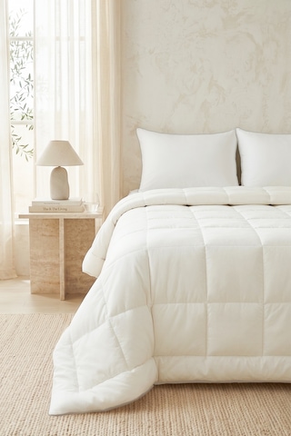 Ocean Home Textile Pamuklu Saten Biyeli Mikrojel Çift Kişilik Yastık Yorgan Seti 1 Adet 195 X 215 / 2 Adet 50 X 70 Cm Beyaz