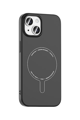 Maks Technology iPhone Uyumlu 15 Kılıf M-safe Şarj Özellikli Kamera Korumalı Mkst Elio Sert Pc Kapak - Siyah