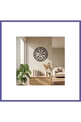 Bezos Viking Pusulası Vegvisir Duvar Tablosu Mdf Lazer Kesim Nordik Duvar Süsü Modern Dekor Nıda