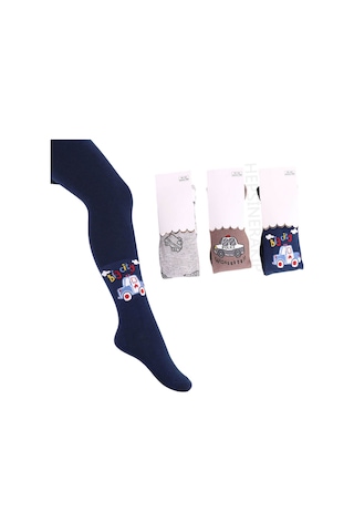 3'lü Erkek Bebek Çocuk Külotlu Çorap Renkli Araba Uçak Desenli Pamuklu KARIŞIK Çok Renkli