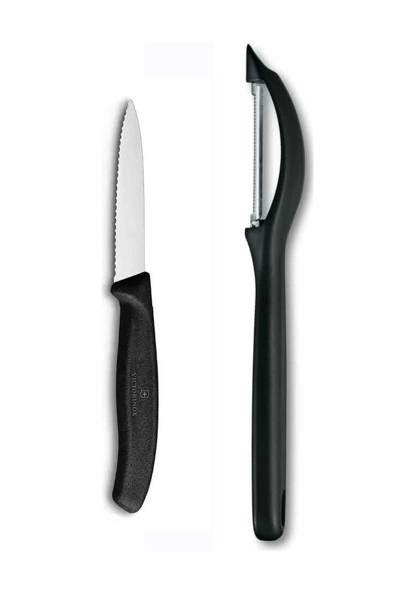 Victorinox Domates Soyacağı - 8 Cm Tırtıklı Sebze Meyve Bıçağı Siyah