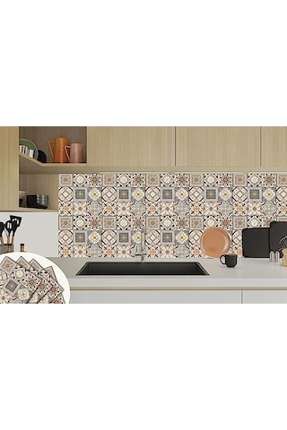 Tink Kendinden Yapışkanlı Fayans Çıkartması, Zemin Duvar Kaplama, Yapışkanlı Fayans Kaplama Pvc Karo Apricot Desenli 30x30 Cm 11 Adet / 1 M²