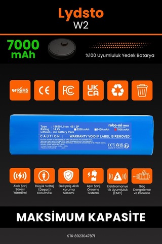 Lydsto W2 Uyumlu 7000 Mah Robot Süpürge Bataryası