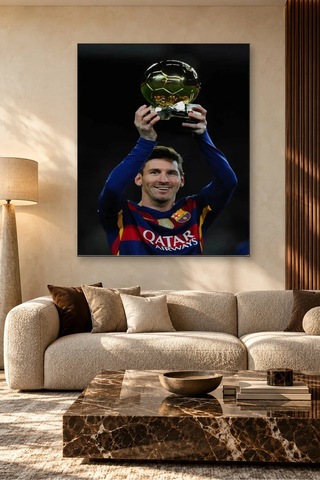 Fida Altın Topu Havaya Kaldıran Messi Canvas Tablo