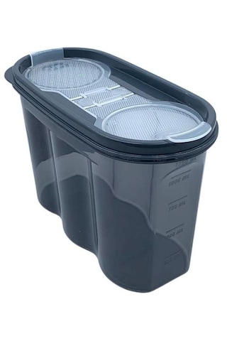 2 Kapaklı Ölçekli Erzak Saklama Kabı - 1,2 Litre Şeffaf