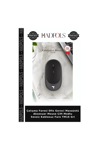 Çalışma Faresi Ofis Gereci Masaüstü Aksesuar Mouse Çift Modlu Sessiz Kablosuz Fare Tm16 Gri