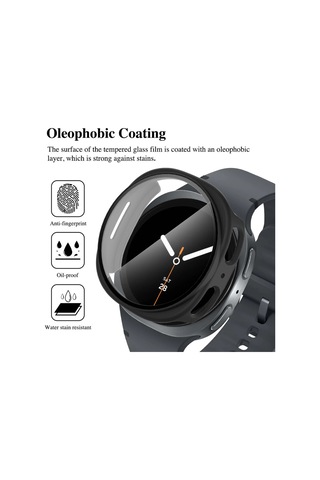 Samsung Galaxy Watch 8 40/44mm Sert Tamponlu Dahili Filmlerle Uyumlu Temperli Cam Ekran Koruyuculu Darbeye Dayanıklı Saat Kılıfı