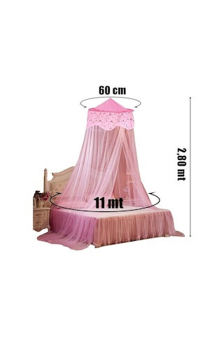 Yatak Gölgelikli Mega Boy Lüks Cibinlik Sineklik - Pembe