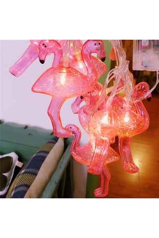 10& Apos Lu Pilli Led Flamingo Dekoratif Işık Zinciri Aydınlat