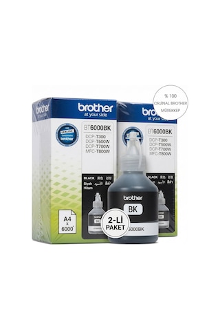 2 Adet 100 Ml  Brother Siyah Mürekkep Btd60 Bk T220 / T420w / T520w / T720w / T820w / T920w Uyumlu