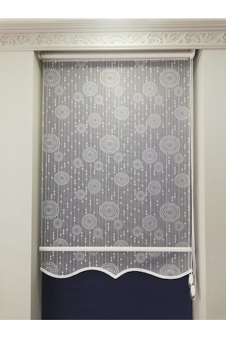 Perde Ay Desen Tül&Stor Çift Mekanizma Perde Etek Dil...