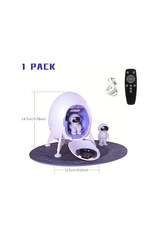 Honeybeeshop Astronot Galaksi Işık Projektörü 1 Bilgisayar Uzay Gemisi Tavan Projektörü Gece Lambası Zamanlanabilir Yatak Odası Dekoru 16renk Şarj Edilebilir