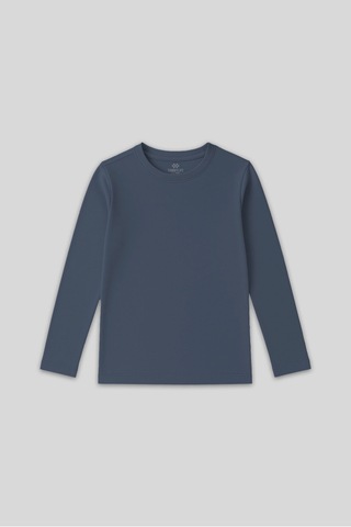 Koyu Mavi O Yaka Standart Fit Basic Uzun Kollu Unisex Çocuk T-shirt - 11329 Koyu Mavi