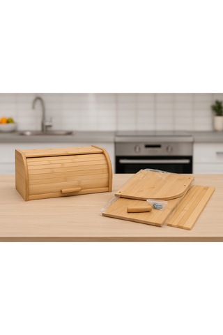 Makri Home Doğal Bambu Demonte Ekmeklik, Ekmek Kutusu, Kayar Kapaklı, Geniş Hacimli, 38 X 23 X 19 Cm Turuncu