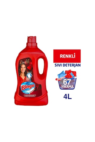 Bingo Renkliler için Sıvı Çamaşır Deterjanı 67 Yıkama 4 L