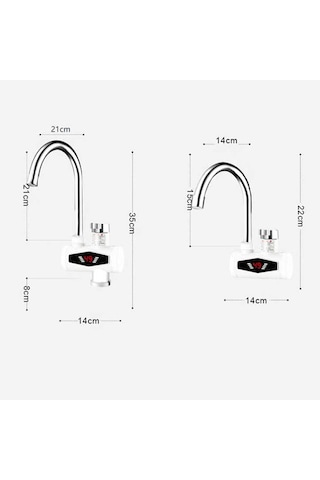 Dinamik Dijital Ekran Anında Isıtma Elektrikli Sıcak Su Musluğu Gümüş