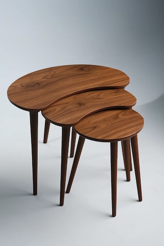 Berlin 3'lü Zigon Sehpa &100 Mdf Ceviz/urartu