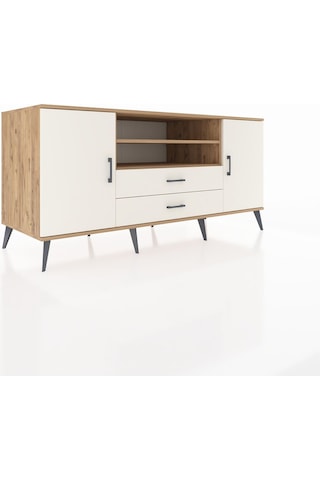 Kronos Konsol 4 Raflı 2 Çekmeceli 2 Kapaklı 176x59x83 Çam-aytaşı/aytaşı Atlas Çam