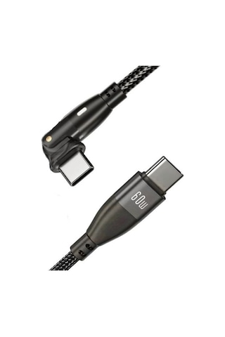 Type C To Type C Hızlı Şarj Data Kablosu Çevirici Dönüştürücü Adaptör 180 Derece 60w 1 Metre 100 Cm