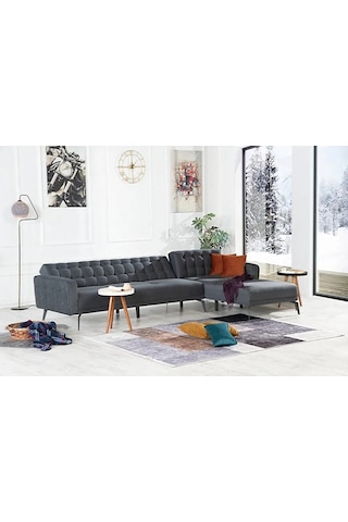 Bonn Yataklı Köşe Koltuk Takımı - Gri