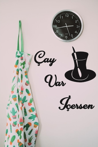 Çay Var Içersen Duvar Tablosu Dekoratif Ahşap Duvar Yazısı