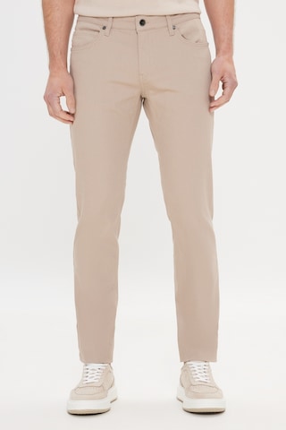 AC&Co / Altınyıldız Classics 360 Derece Her Yöne Esneyen Slim Fit Dar Kesim Diyagonal Desenli Erkek Pantolon Taş