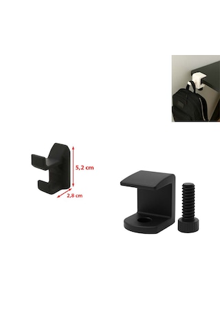 Siyah Renk Özel 3d Baskı 2'li Askı Çanta Ceket Vb. Askısı Modüler Masa Düzenleyici Tak Çıkar Düzenleyici Ebat: 2,8 Cm X 5,2 Cm