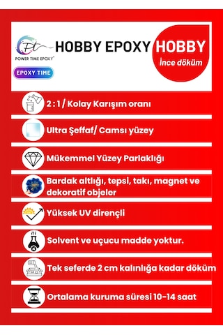 3 Kg Hobi Epoxy/ Şeffaf Epoksi Reçine Ince Döküm Power Time Epoxy