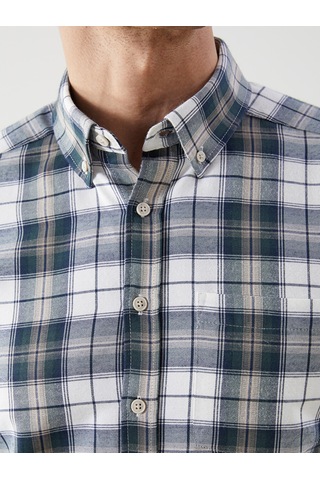 Lcwaıkıkı Classic Yeşil Regular Fit Uzun Kollu Ekose Gabardin Erkek Gömlek