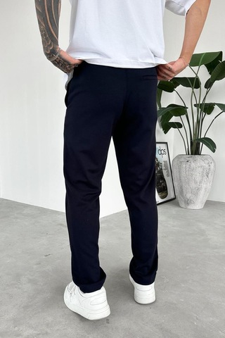 Lacivert Beli İp Detaylı Gabardin Regular Pantolon Lacivert