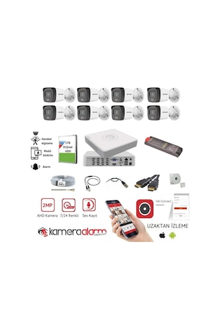 8 Kameralı Gece Gündüz Renkli, Ses Kayıtlı Güvenlik Kamerası Seti - Uzaktan Izleme - 1tb Hdd