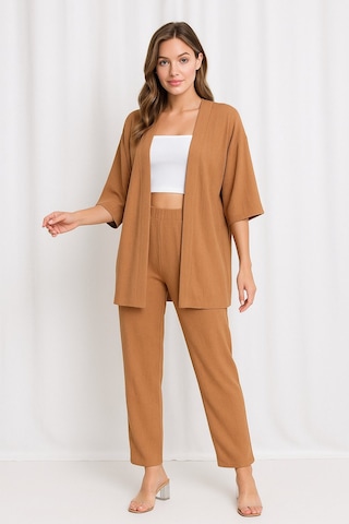 Bürümcük Kumaş Kimono Hırka Alt-üst Takım M-6xl Camel