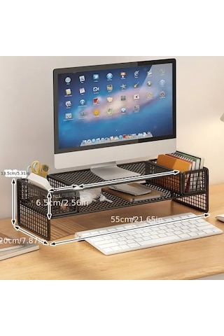 Xuweiwei Siyah Iki Depolama Ozelligine Sahip Ergonomik Masa Duzenleyici Demir Bilgisayar Standi Dizustu Bilgisayar Sogutma Rafi Ve Monitor Tutucu