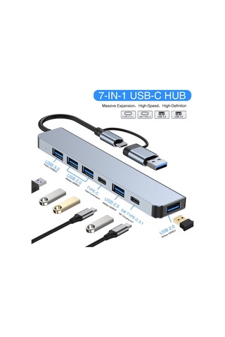 Dizüstü Bilgisayar İçin Usb C Hub, Usb 3.0 Hub, 7 İn 1 Usb-c