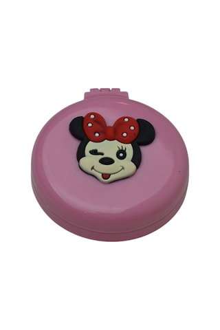 Minnie Mouse Yuvarlak Kapaklı Aynalı Tarak Çantaboy
