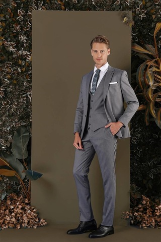 Efor Tk 877 Slim Fit Füme Klasik Takım Elbise Füme