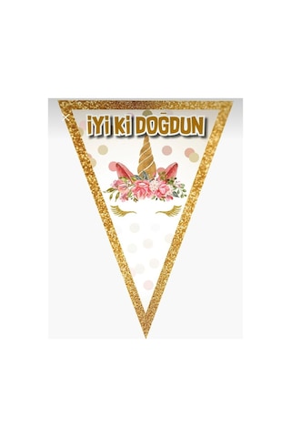 Unicorn Çiçekli Parti Malzemeleri Üçgen İyiki Doğdun Flama Renkli Tüm Yaşlar Unicorn Çiçekli Parti Malzemeleri Üçgen İyiki Doğdun Flama Renkli Tüm Yaşlar