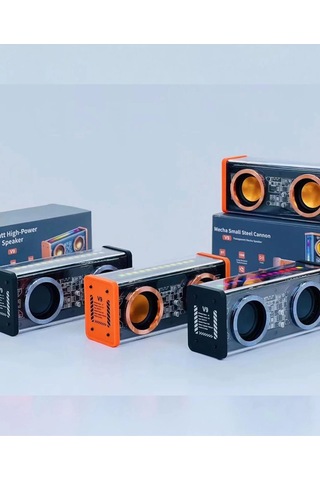 Şeffaf Mecha Müzik Tws Stereo Rgb İşıklı Hoparlör Kablosuz Bluetooth 5.0 Taşınabilir Hoparlör V9.gzpde