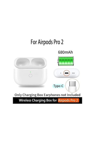 Reedark Airpods Uyumlu Pro 2 İçin Kablosuz Kulaklık Şarj Kutusu - Type-c Arayüz Ve Ön Tuşlu Beyaz